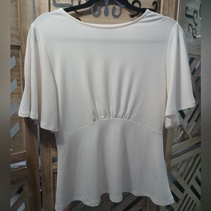 Banana Republic Cream Flutter Sleeve Shirt